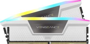 CORSAIR - VENGEANCE RGB 32GB (2x16GB) DDR5 6000MHz C36 UDIMM Desktop Memory - White Model CMH32GX5M2E6000C36W
